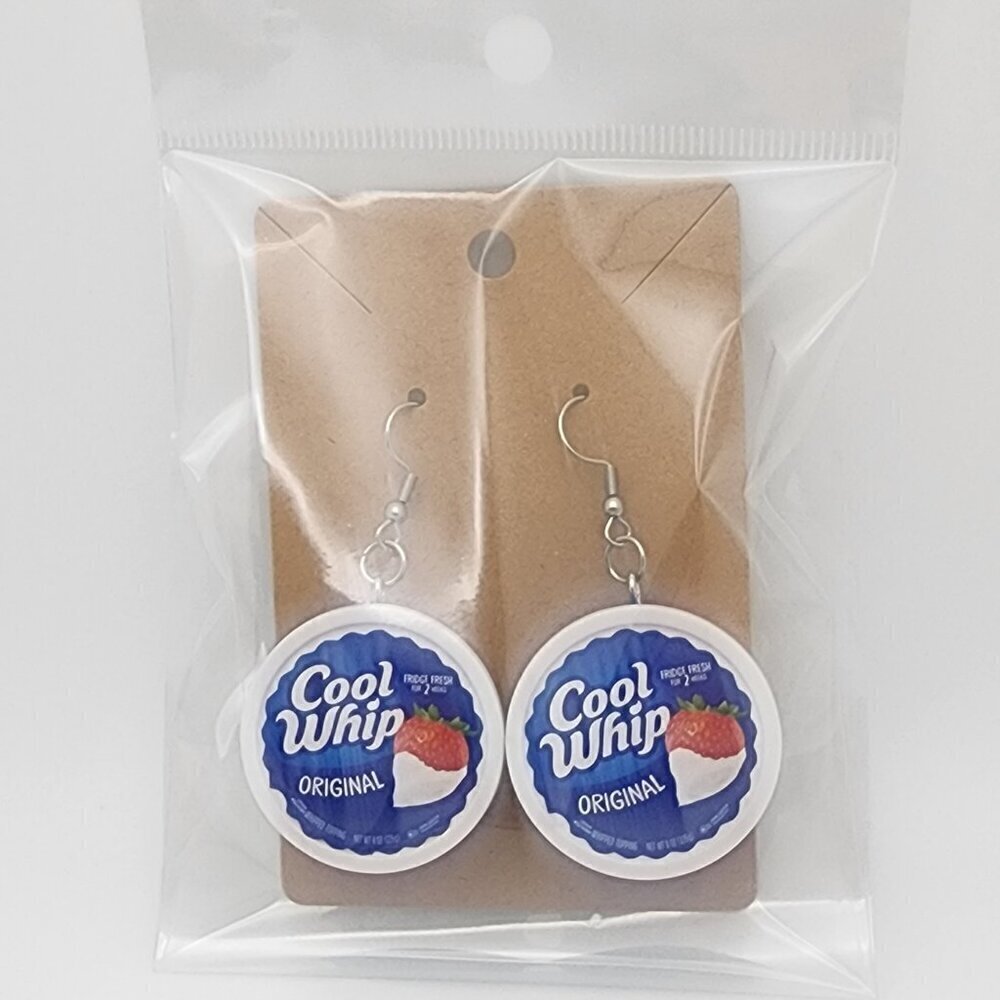 Mini-Brands "Cool Whip Original" Stainless Steel Fishhook Earrings